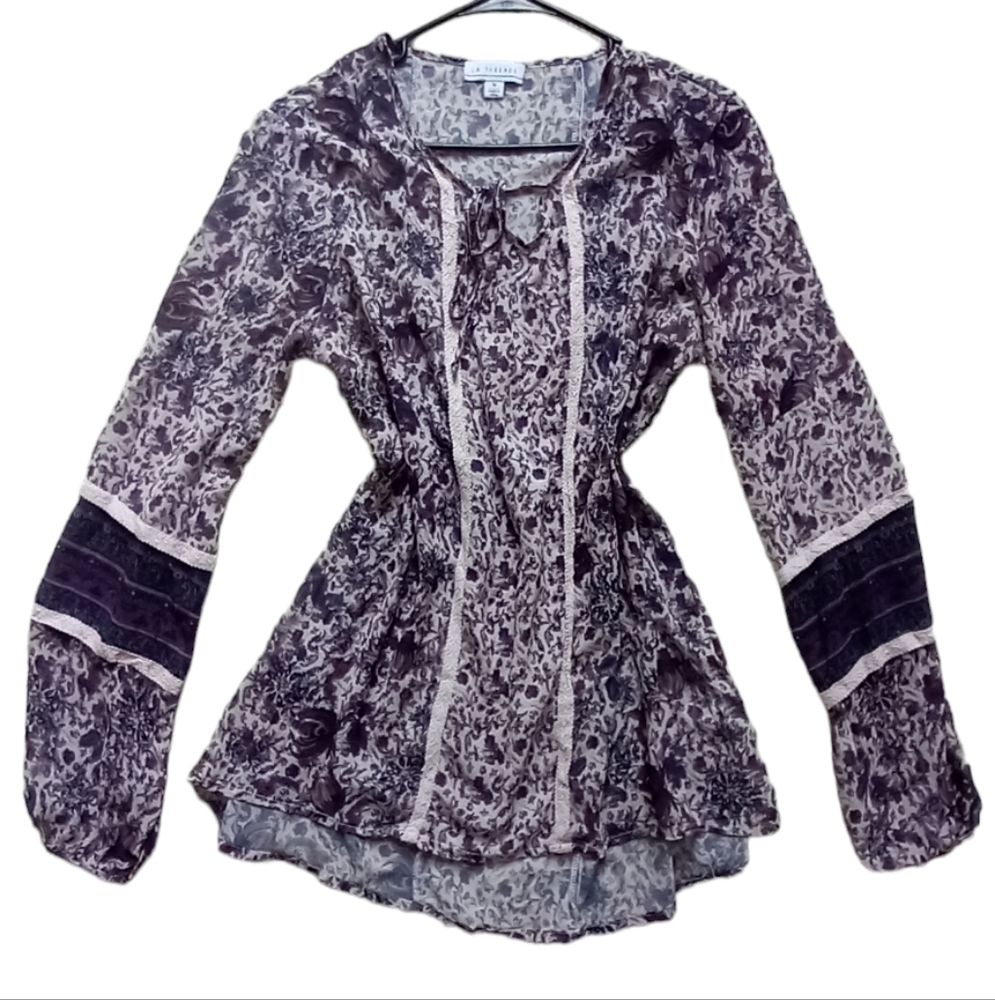 LA Threads Purple Sheer Longsleeve Blouse